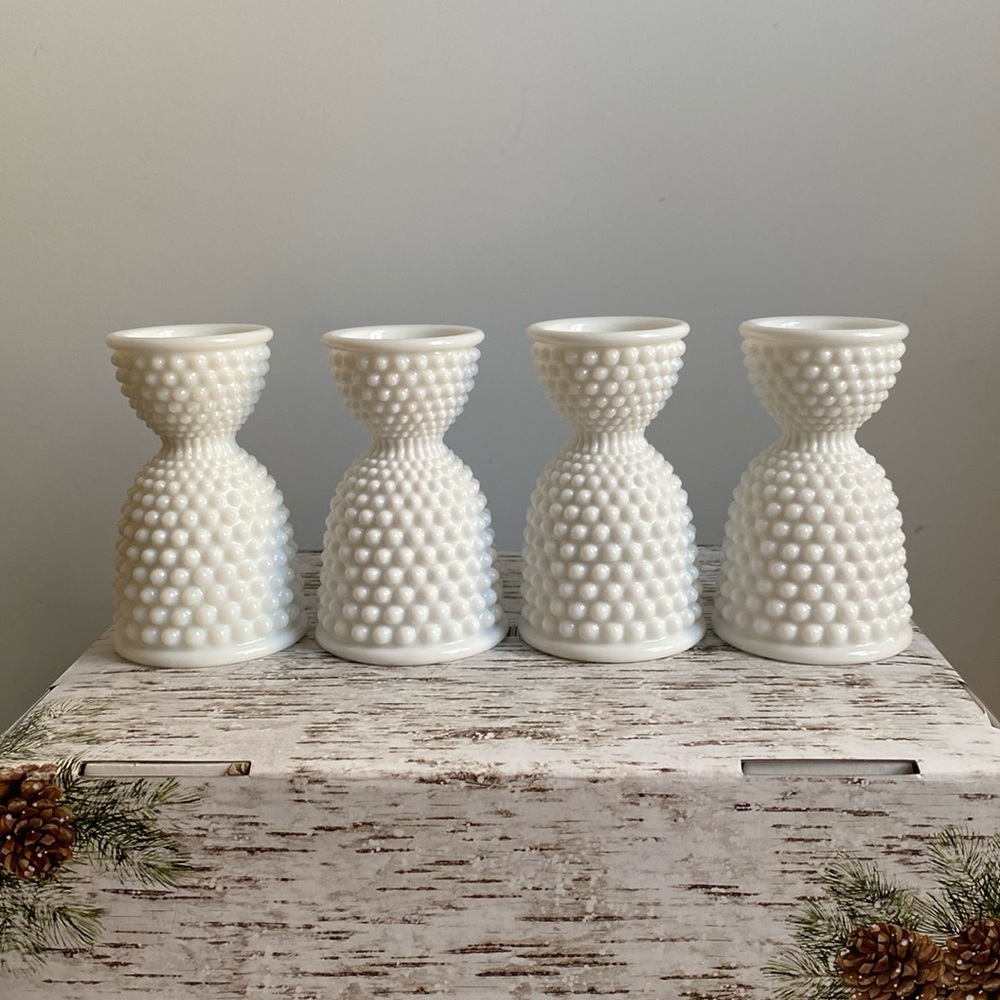 Vintage Milk Glass Hobnail Egg Cups